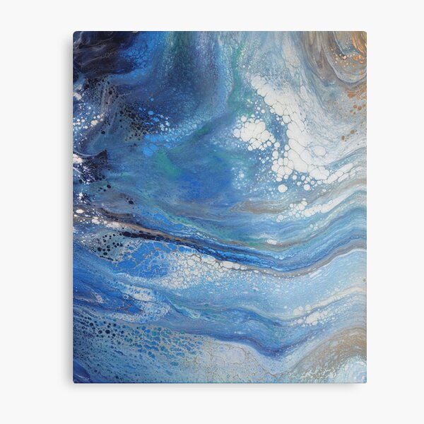 Sea Spray: Acrylic Pour Painting Metal Print