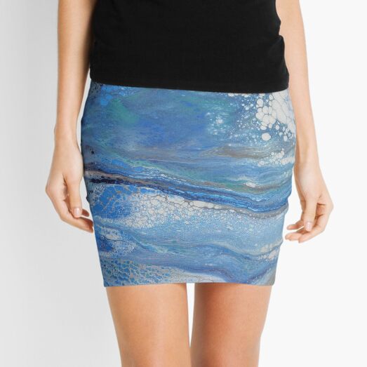 Sea Spray: Acrylic Pour Painting Mini Skirt