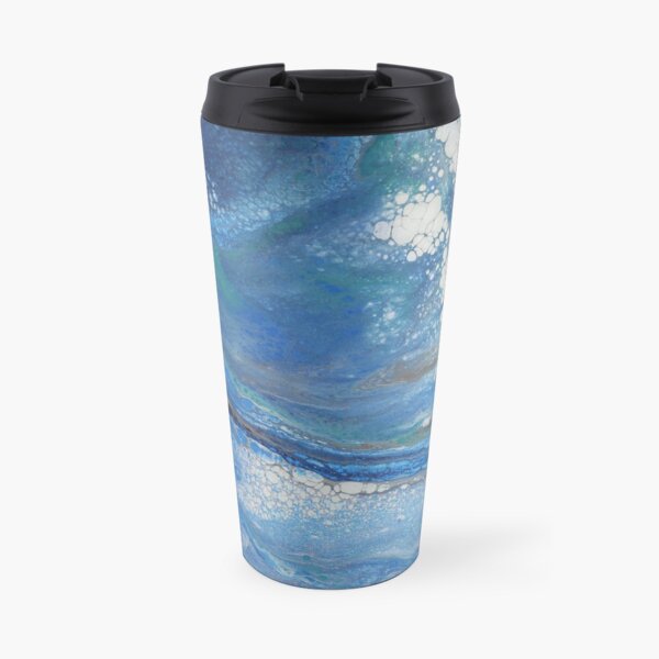 Sea Spray: Acrylic Pour Painting Travel Mug