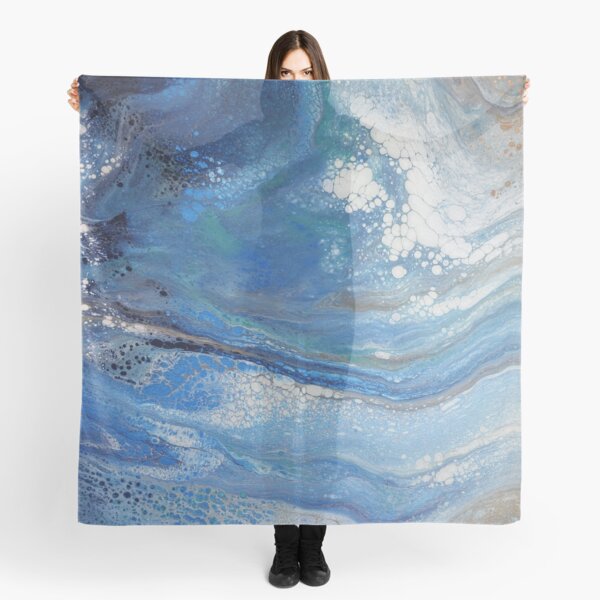 Sea Spray: Acrylic Pour Painting Scarf