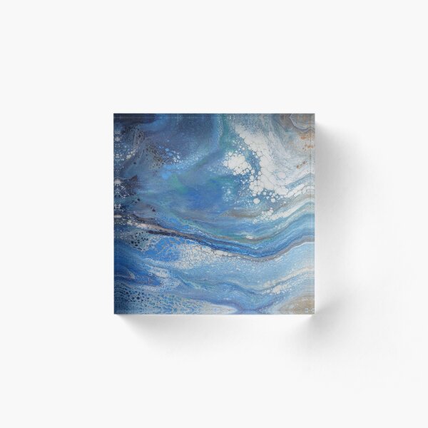 Sea Spray: Acrylic Pour Painting Acrylic Block