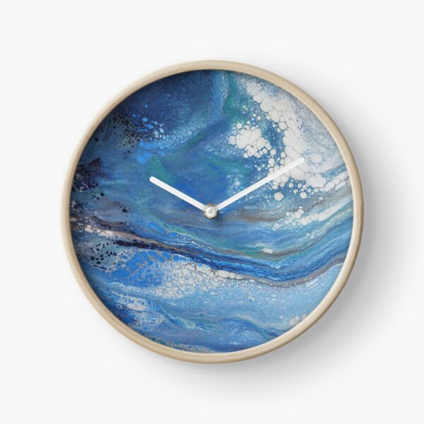 Sea Spray: Acrylic Pour Painting Clock