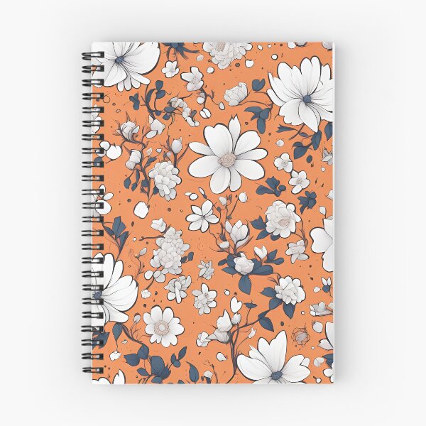 Aperçu de l'œuvre Fleurs blanches sur fond orange créée et vendue par SeamCraft.