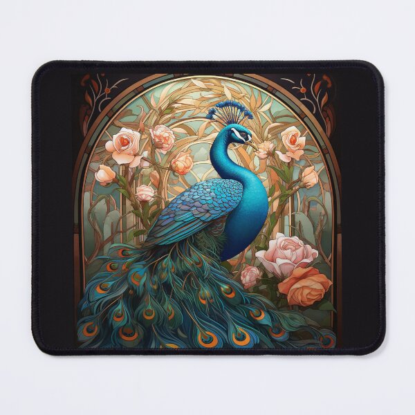 Item preview, Peacock Sitting Among Roses designed and sold by ArtNouveauChic.