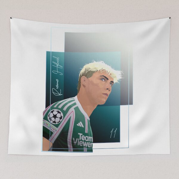 Item preview, Rasmus Hojlund Man Utd and Denmark Soccer Player Abstract Illustration Portrait designed and sold by VibesAndVision.