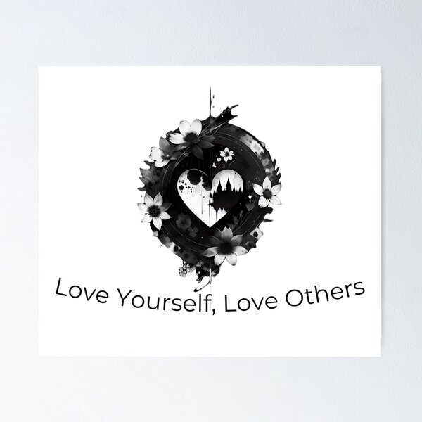 Item preview, Love Yourself, Love Others Black And White Flower Heart Design #8 designed and sold by LaBoutiqueDeFab.