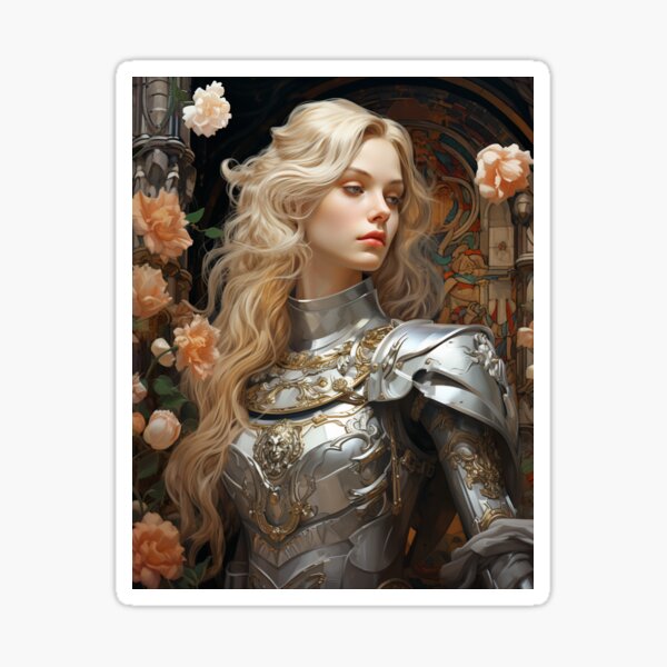 Item preview, A Female Knight wearing Silver Armour designed and sold by ArtNouveauChic.