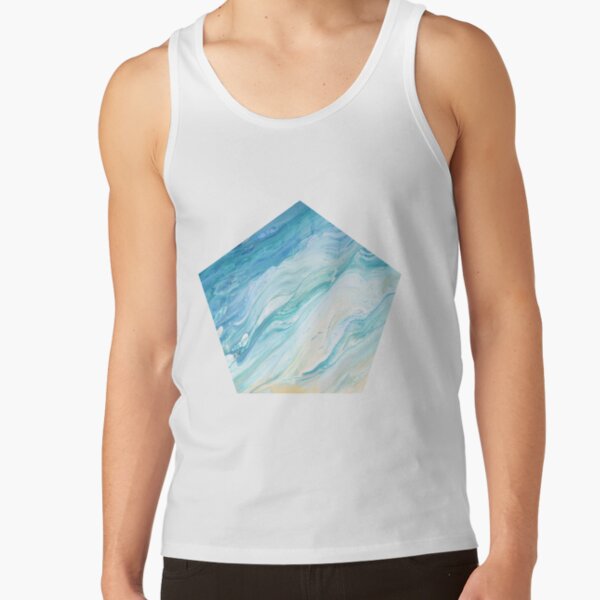 Calm Seas: Acrylic Pour Painting Tank Top
