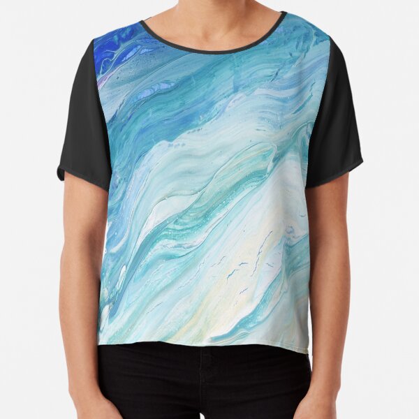 Calm Seas: Acrylic Pour Painting Chiffon Top