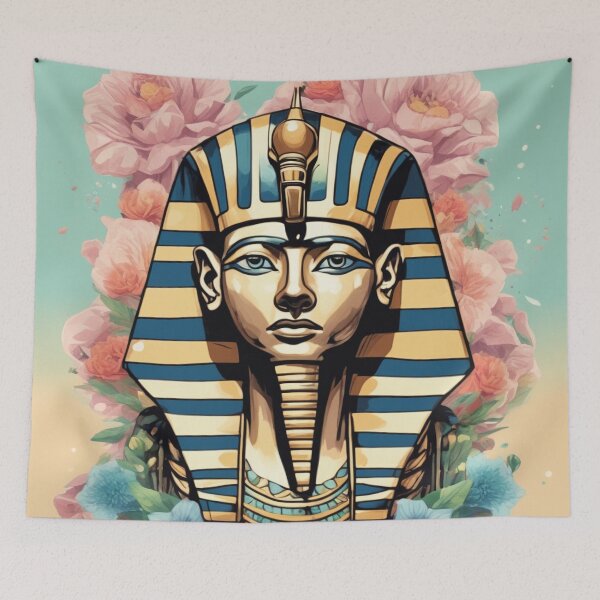 Item preview, an egyptian mask with flowers around it designed and sold by Enga6.