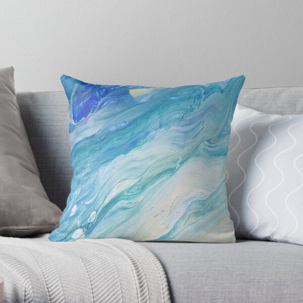 Calm Seas: Acrylic Pour Painting Throw Pillow