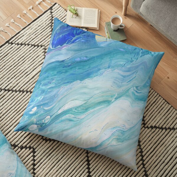 Calm Seas: Acrylic Pour Painting Floor Pillow