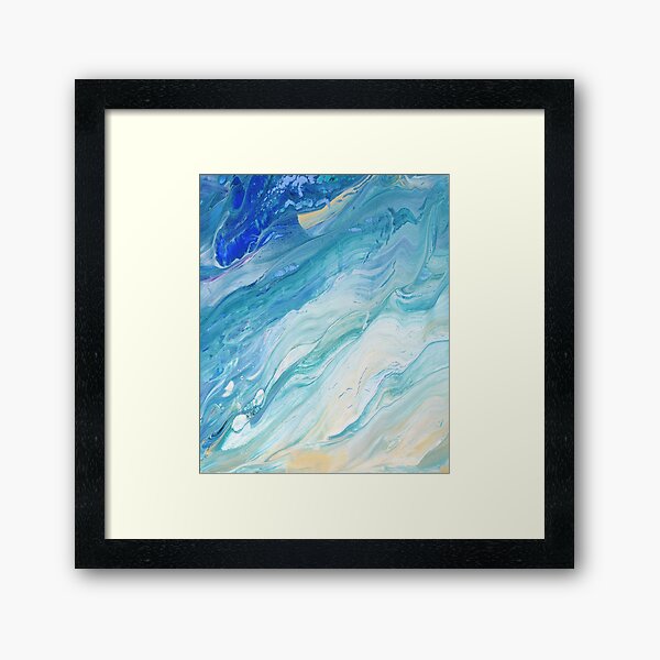 Calm Seas: Acrylic Pour Painting Framed Art Print