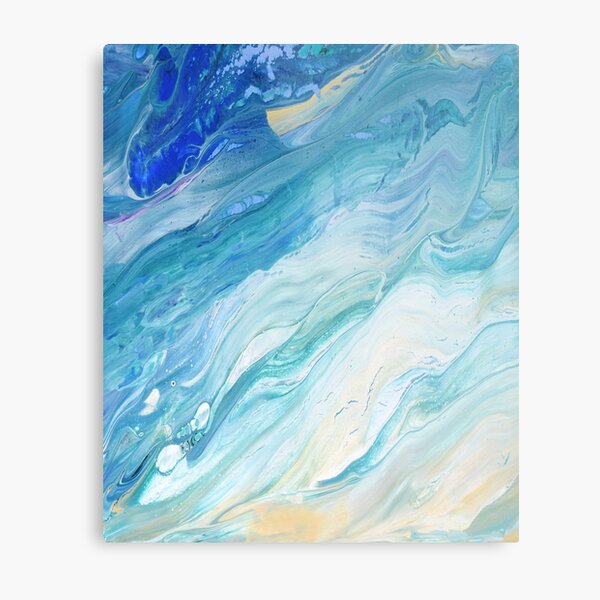 Calm Seas: Acrylic Pour Painting Metal Print