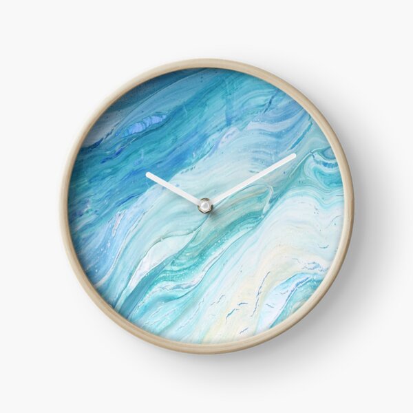 Calm Seas: Acrylic Pour Painting Clock