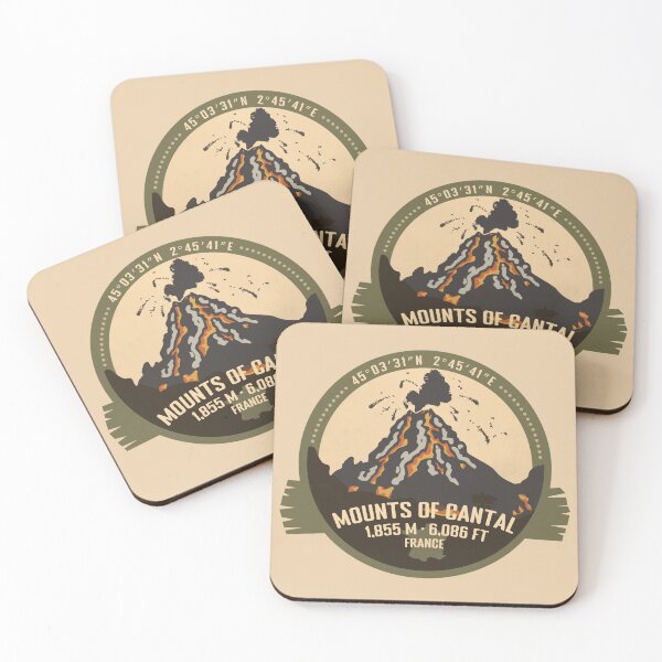 Item preview, Mounts of Cantal volcano France Volcano Retro Vintage Badge designed and sold by mountainfad.