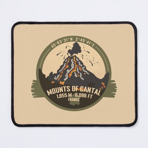 Item preview, Mounts of Cantal volcano France Volcano Retro Vintage Badge designed and sold by mountainfad.