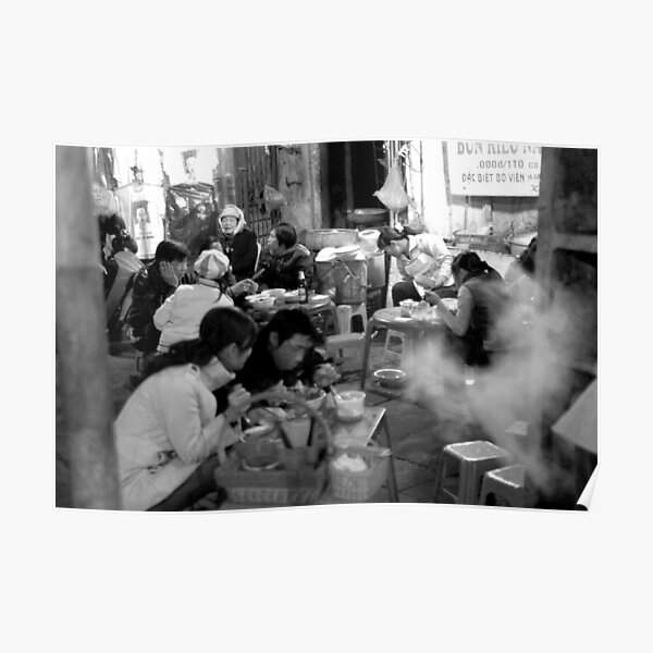 Street Barbeque in Hanoi Old Quarter Poster