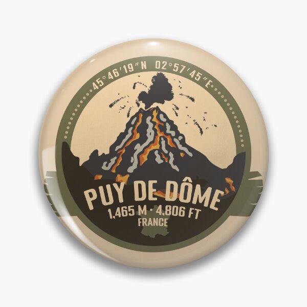 Item preview, Puy de Dôme volcano France Volcanic Eruption Retro Vintage Badge designed and sold by mountainfad.