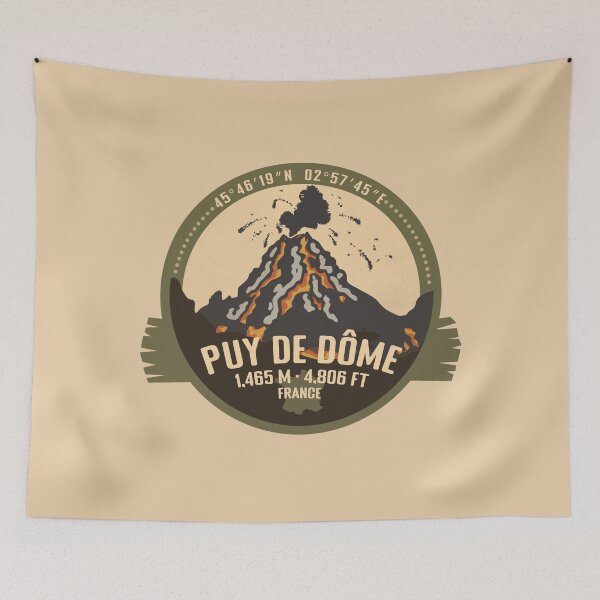 Item preview, Puy de Dôme volcano France Volcanic Eruption Retro Vintage Badge designed and sold by mountainfad.