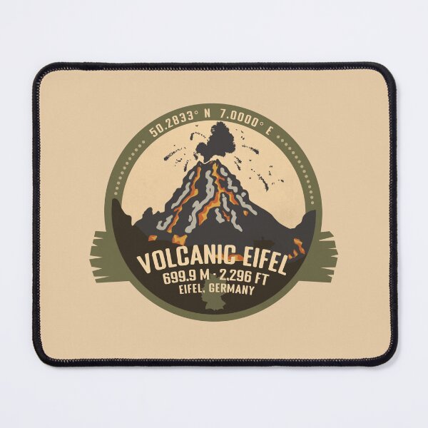 Artikelvorschau, Vulkaneifel Vulkan Deutschland Vulkanausbruch Retro Vintage Abzeichen entworfen und verkauft von mountainfad.
