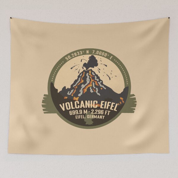 Item preview, Volcanic Eifel Volcano Germany Volcanic Eruption Retro Vintage Badge designed and sold by mountainfad.