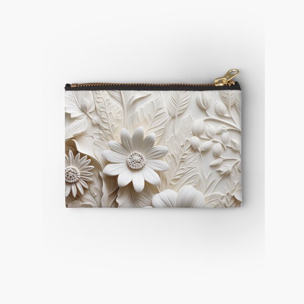 Item preview, White  wildflowers ivory relief  embossed look  designed and sold by Inktown.