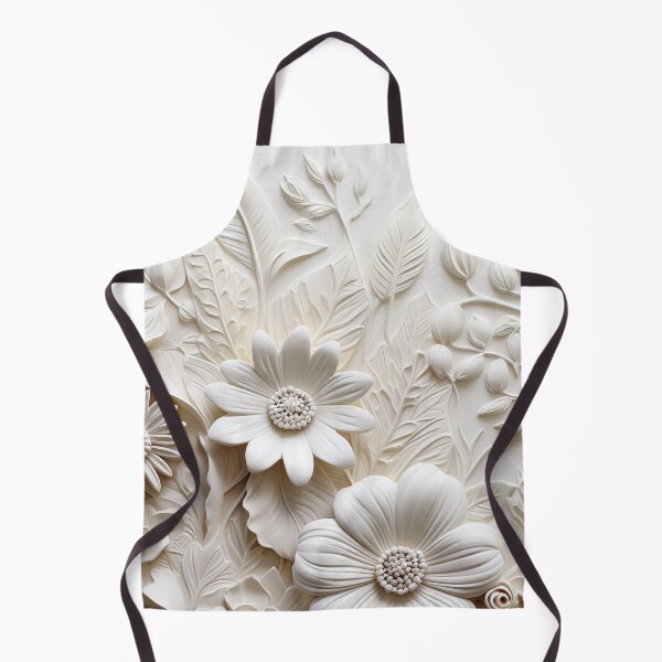 Item preview, White  wildflowers ivory relief  embossed look  designed and sold by Inktown.