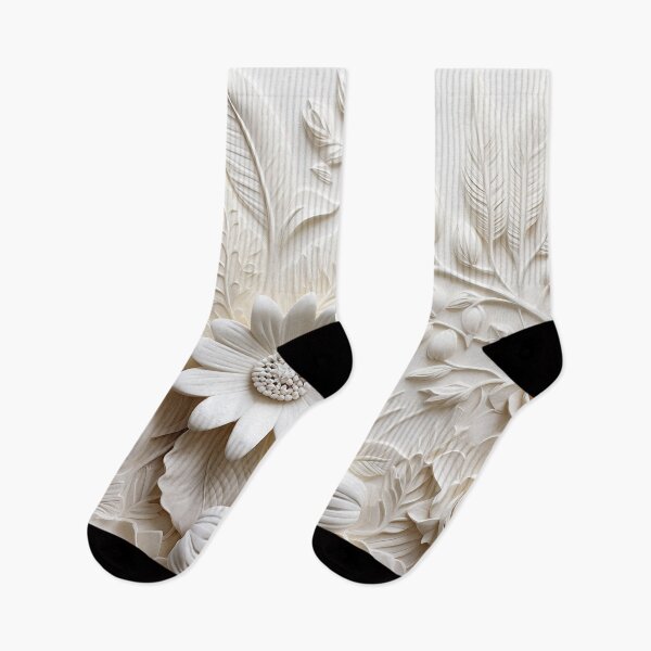 Item preview, White  wildflowers ivory relief  embossed look  designed and sold by Inktown.