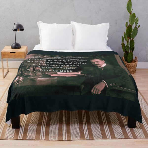 Item preview, Thomas Mann portrait and quote: Space, like time, engenders forgetfulness... designed and sold by artbleed.
