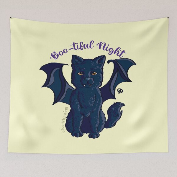 Item preview, Little black bat cat Boo-tiful night designed and sold by gisselldrawn.