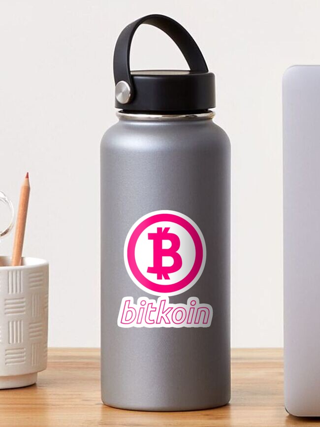 Thumbnail 1 of 3, Sticker, bitkoin logo and letters pink designed and sold by bitkoin-shop.