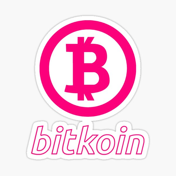 bitkoin logo and letters pink Sticker