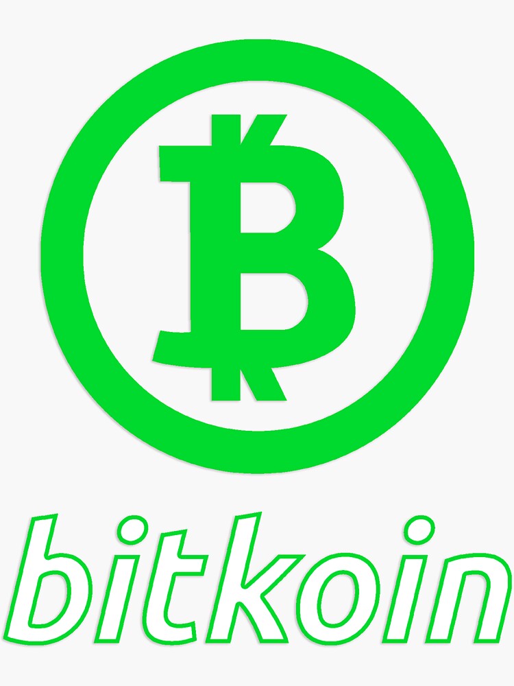 Thumbnail 3 of 3, Sticker, bitkoin logo and letters green designed and sold by bitkoin-shop.