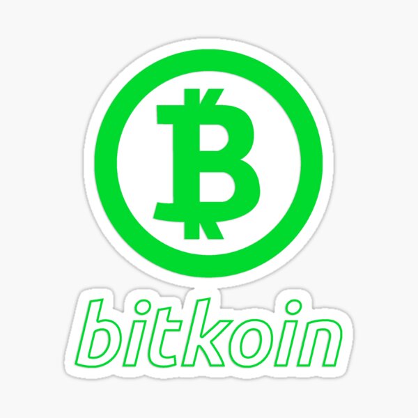 bitkoin logo and letters green Sticker