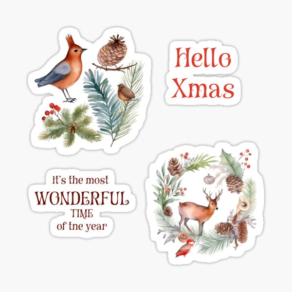 Artikel-Vorschau von Aufkleberpaket Neujahrsillustrationselement. Eine Sammlung modischer Pins. Weihnachten festlich. Aufkleber mit Cartoon-Label-Patches, designt und verkauft von Anastasiia Yurevych.