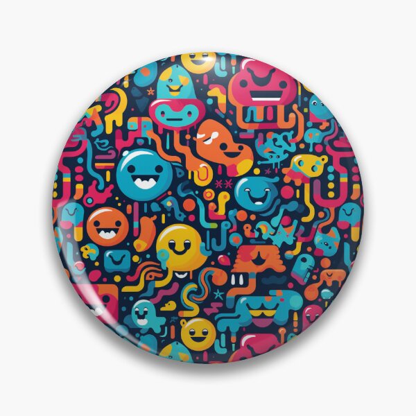 Item preview, Colorful Emoji Doodle Characters Pattern #2 designed and sold by SowCow.