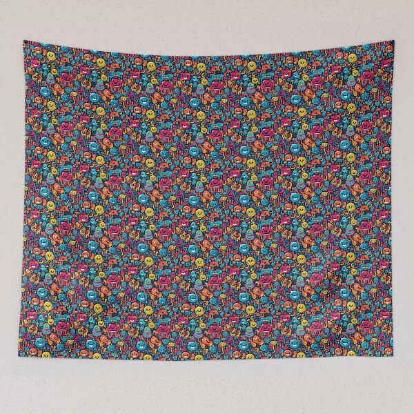 Item preview, Colorful Emoji Doodle Characters Pattern #2 designed and sold by SowCow.