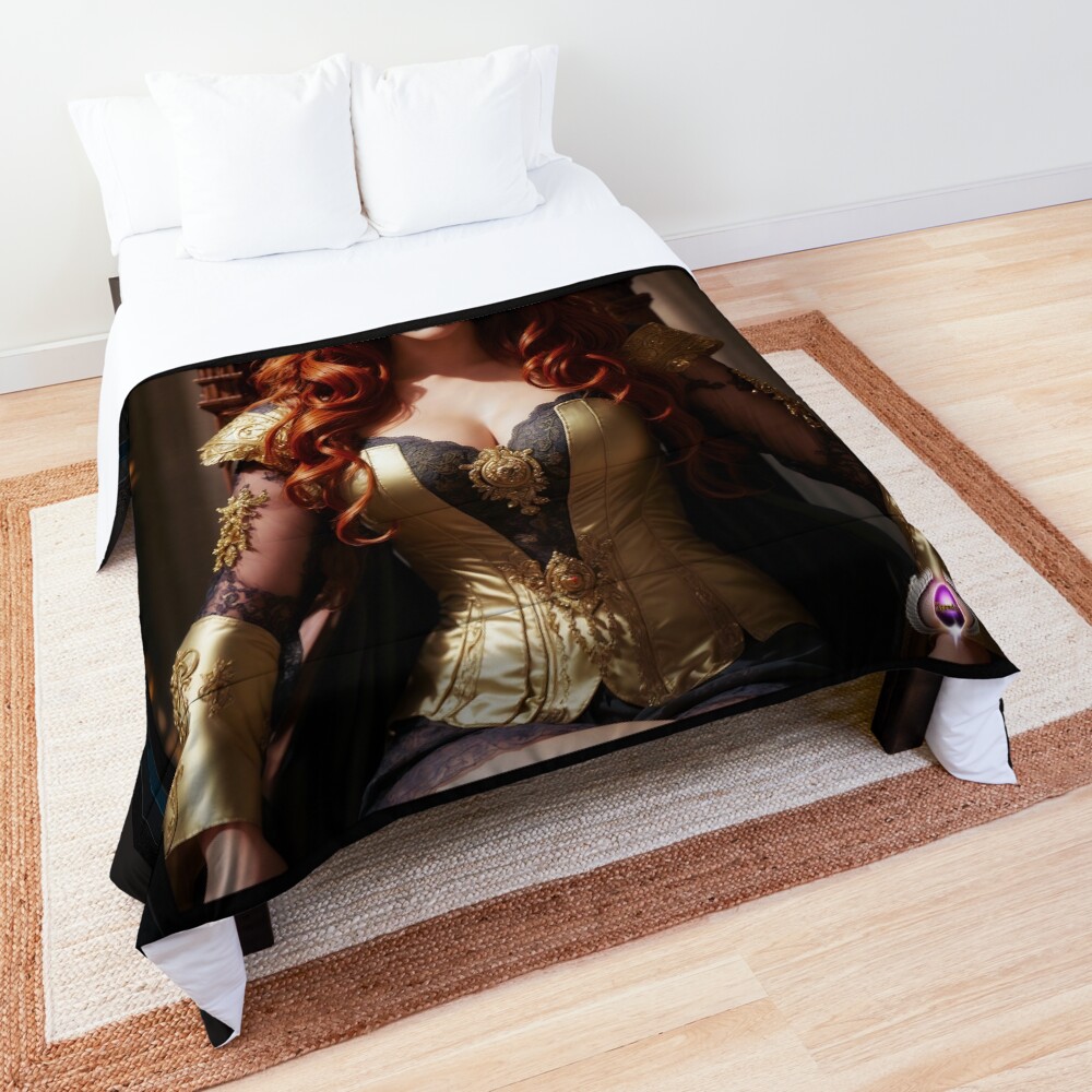 Portrait Of Prina Lindsort Beautiful AI Concept Art by Xzendor7 Decorative Comforter Art Print