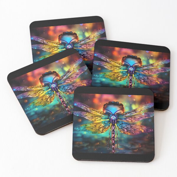 Item preview, A rainbowcore portrait of a colorful dragonfly in the style of psychedelic and magical artwork designed and sold by AI-Only Creations.