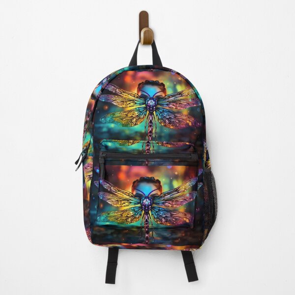 Item preview, A rainbowcore portrait of a colorful dragonfly in the style of psychedelic and magical artwork designed and sold by AI-Only Creations.
