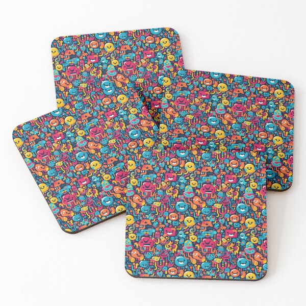 Item preview, Colorful Emoji Doodle Characters Pattern #2 designed and sold by SowCow.