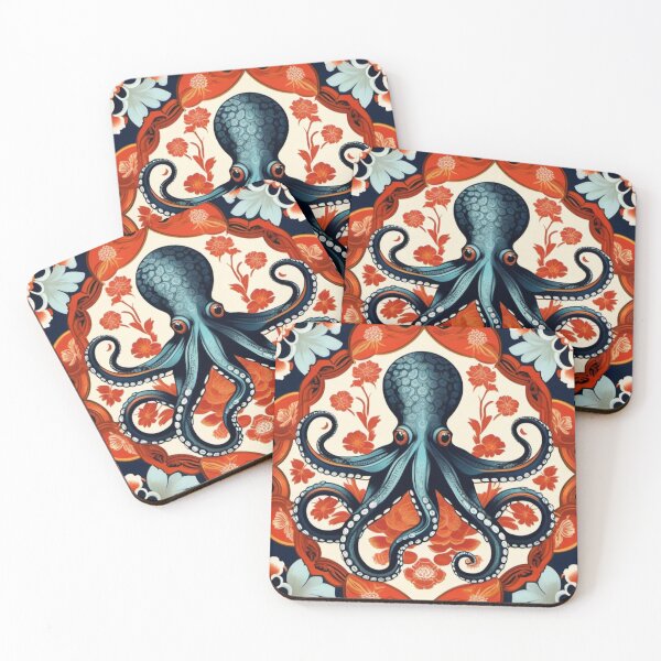 Item preview, Octopus with antique flowers dessin designed and sold by Wilfried van Dokkumburg.