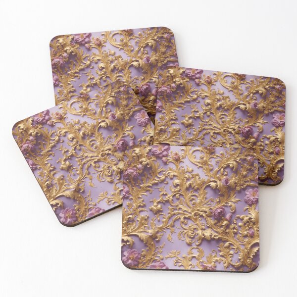 Item preview, High-quality floral pattern in baroque style - ideal for weddings - violet gold designed and sold by biiid.