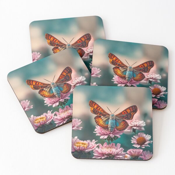 Item preview, Orange Eye Moth - Fuzzy Blue designed and sold by Glenburn Graphics.