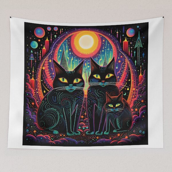 Item preview, Sleek Halloween Black Cats: Feline Spookiness designed and sold by Mr.Psychedelia.