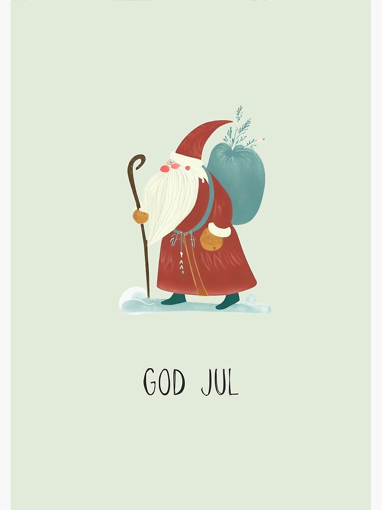 God Jul, Swedish Christmas, Norwegian Christmas, Scandinavian Christmas |  Greeting Card