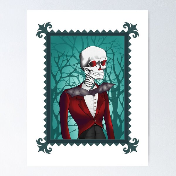 Item preview, Bat-necktie skull in a dark forest designed and sold by AranisuDrawings.