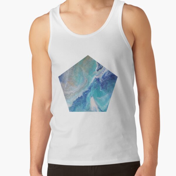 Dancing Tides: Acrylic Pour Painting Tank Top