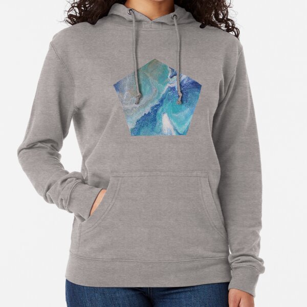 Dancing Tides: Acrylic Pour Painting Lightweight Hoodie